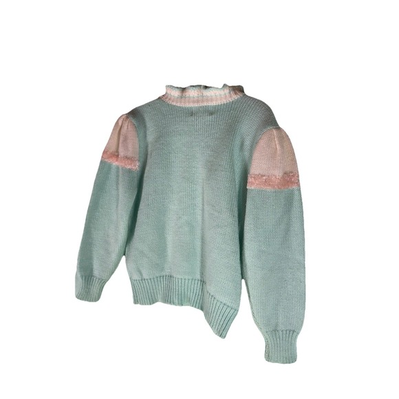 Rare Jaclyn Smith Vintage Sweater Chunky Beaded 80's White Blue Pink Small - Picture 3 of 16